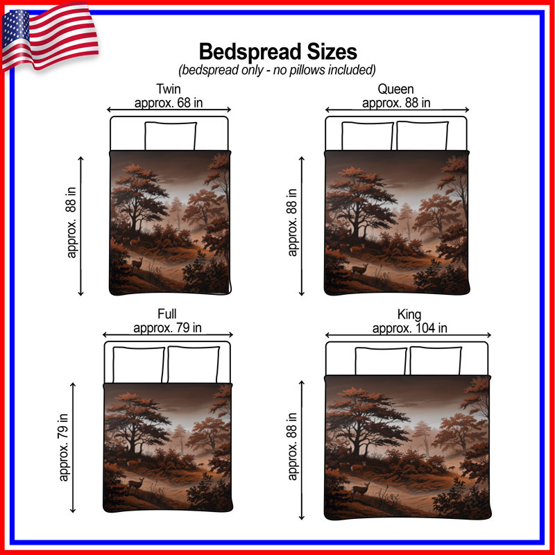 Misty Forest Deer Scene Bedding, Double