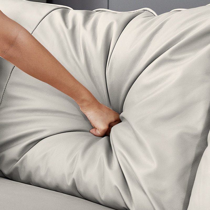 Canapé modulaire beige en cuir véritable, H 27,56 po x l 102,36 po x P 37,4 po