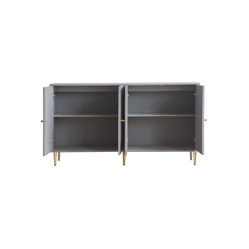 Buffet moderne moderne laqué gris à 4 portes