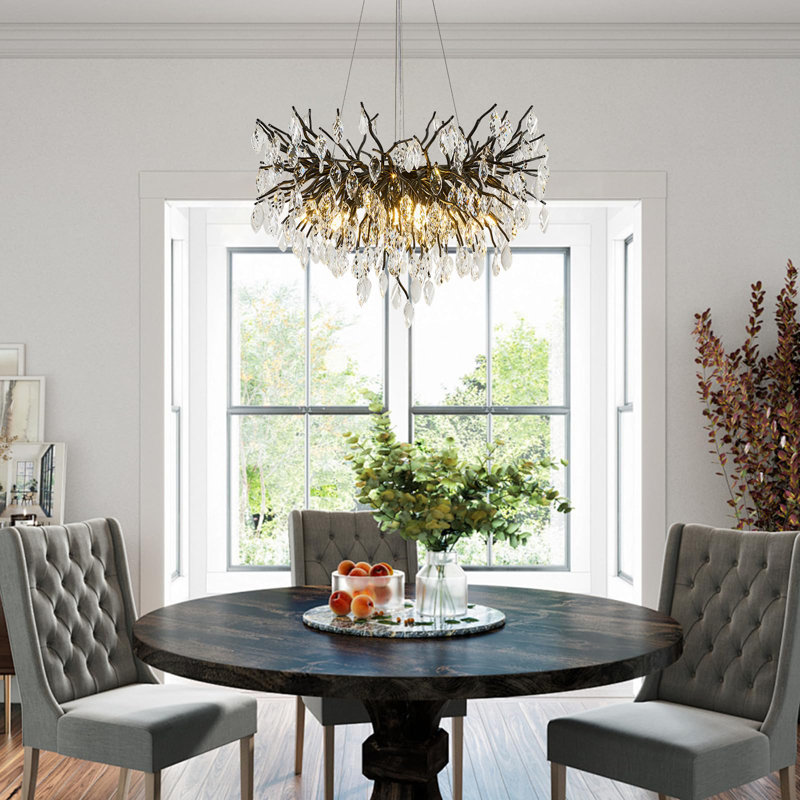 Grand lustre en cristal, H 17,72 po x l 24 po x P 24 po, 8 lumières