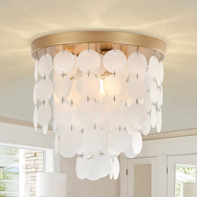 Plafonnier 11,8 po Capiz 11,3 po, plafonnier encastré Boho doré pour chambre à coucher, vestiaire, salle à manger et entrée