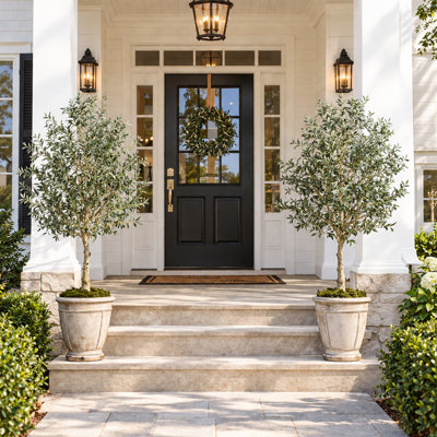 Ensemble de 2 oliviers artificiels, 1,80 m, faux arbres en pot avec feuillage vert réaliste et branches ajustables, pour la décoration du salon, de l'entrée, du bureau et de la terrasse.