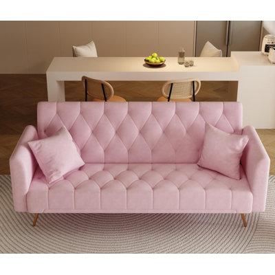 American retro velvet Sofa for small living room bedroom office，Convertible loveseat sofas