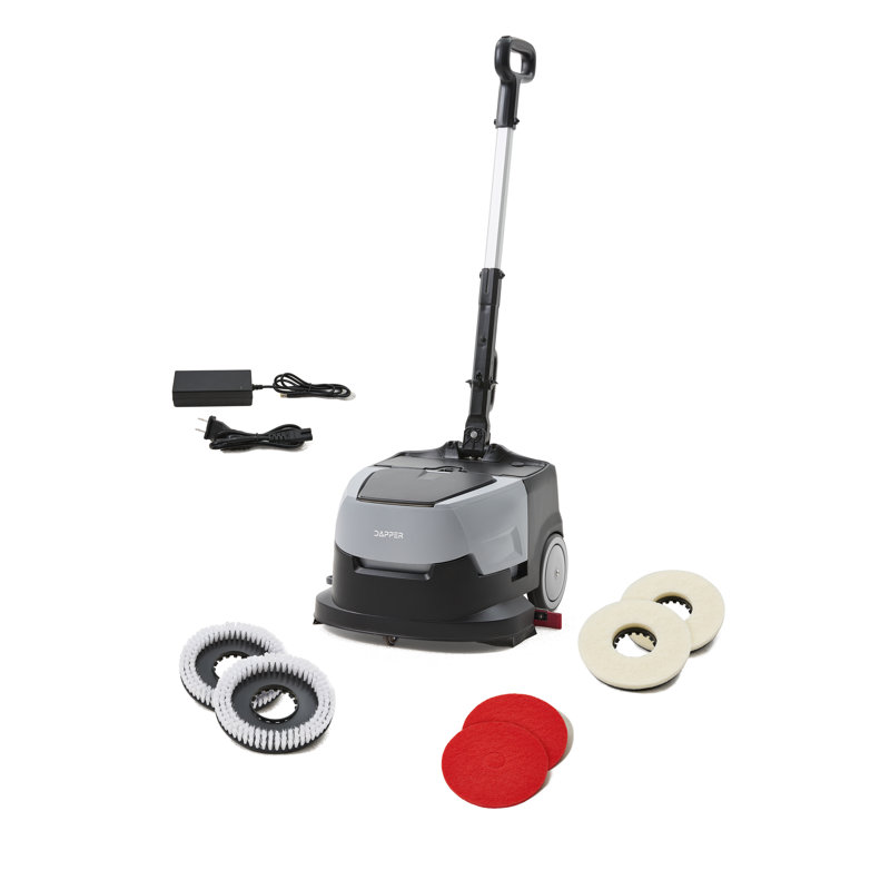 Mini autolaveuse autoportante à piles à batterie - compacte et portable, largeur de nettoyage de 15 po, autonomie de 90 minutes, 170 tr / min - idéale pour les petits espaces commerciaux, les bureaux, la vente au détail et plus encore