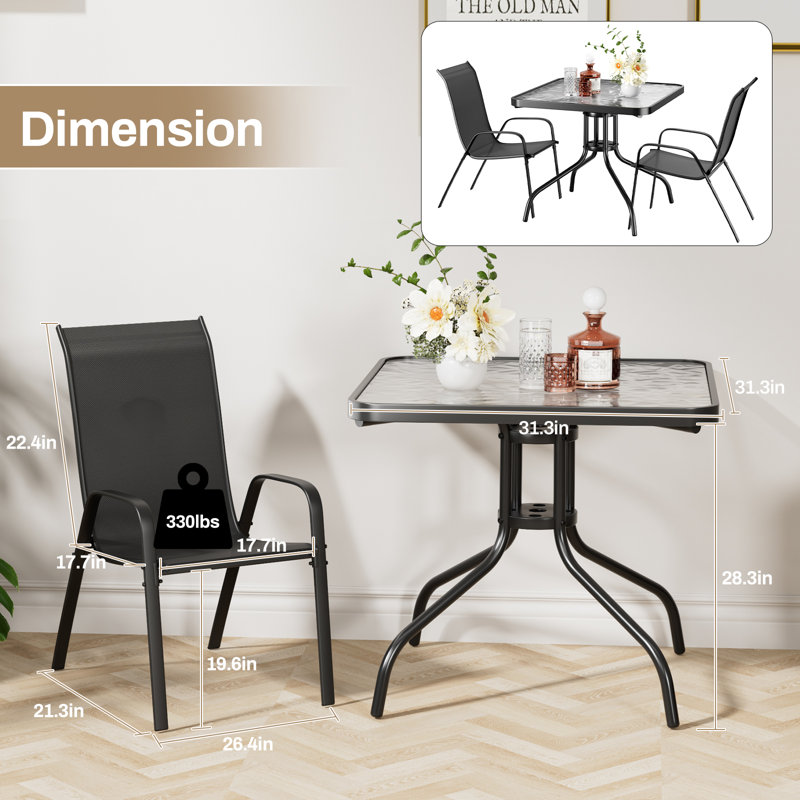 Ensemble de salle à manger 5 pièces pour l'extérieur Melisa, Noir, noir, noir, noir