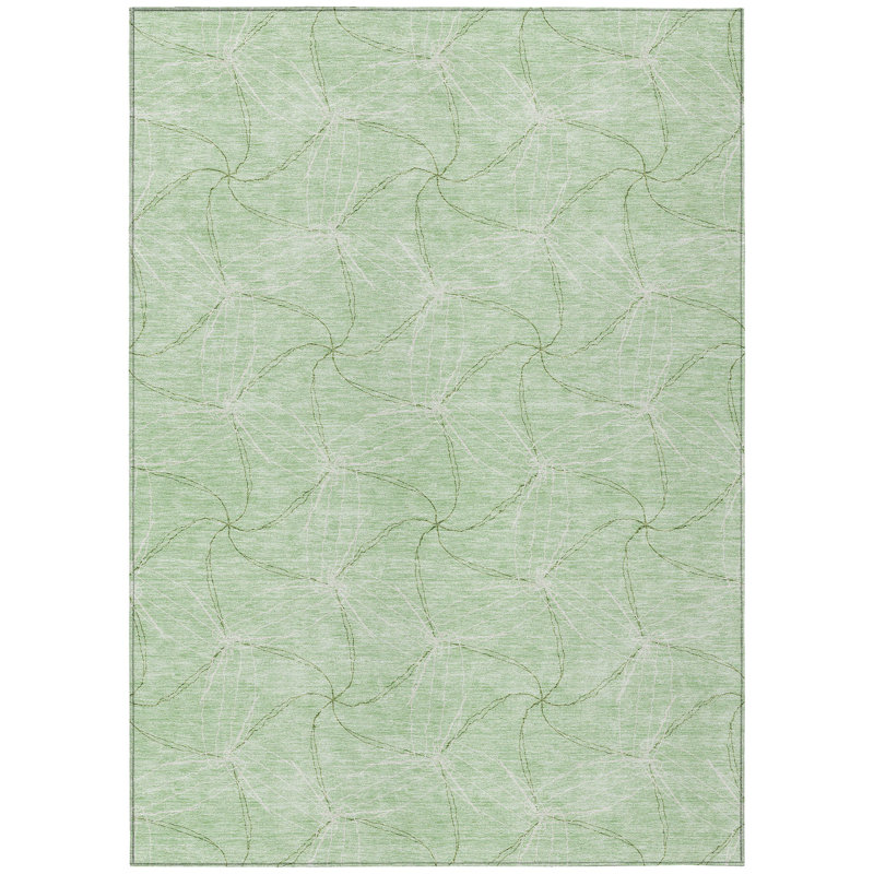 Mint Synthetic Rectangular Washable Indoor/Outdoor Rug 3x5