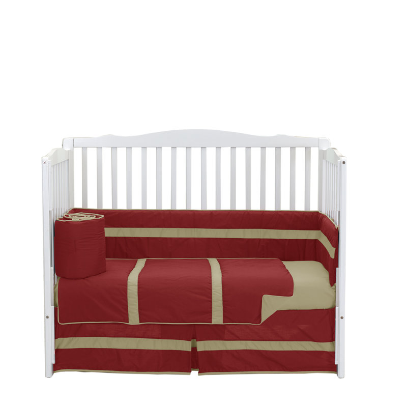Édredon uni à rayures pour lit de bébé, Rouge / Jaune