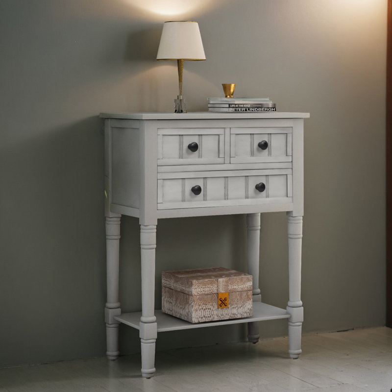 24" Narrow Console Table Entryway Side Table for Hallway Living Room, Gray Wash