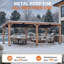 Gazebo de 6 m x 3,6 m en bois de cèdre avec toit rigide en acier galvanisé, pavillon extérieur robuste pour terrasse, jardin et piscine.