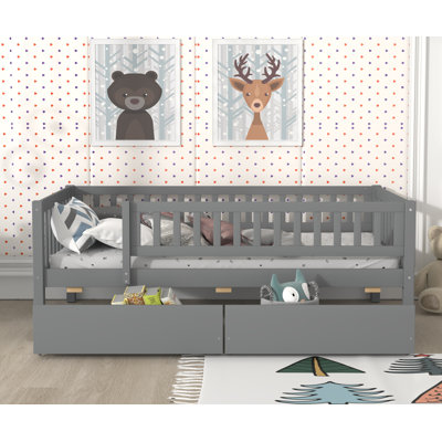 Kallel Daybed with Two Drawers and Guardrails