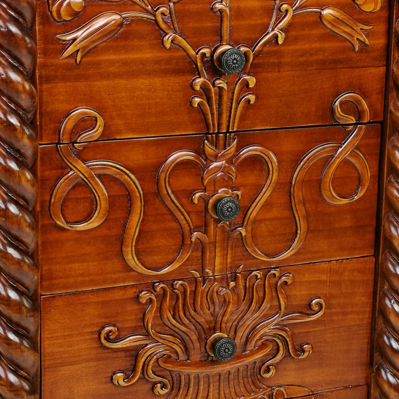Floral Motif 6 Drawer Chest