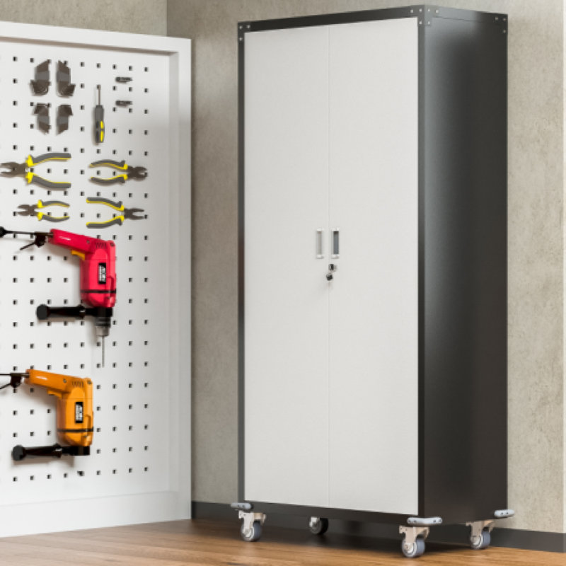 Armoires de garage avec portes verrouillables et 4 tablettes réglables