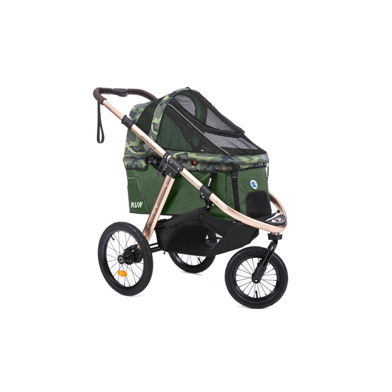 Taupe Aluminum All-Terrain Jogging Pet Stroller with Air-Filled Tires