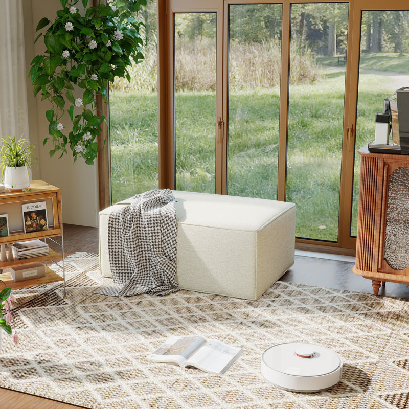 Compression Comfy Cloud 38" Velvet Sofa Ottoman, Beige