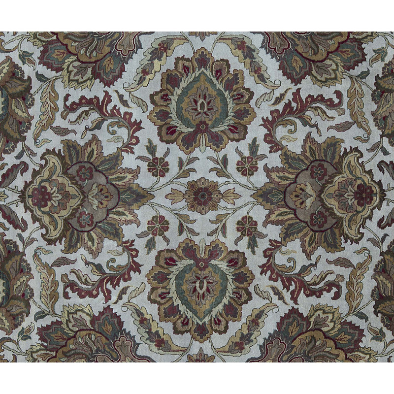Tapis ivoire et rouge noué à la main de haute qualité