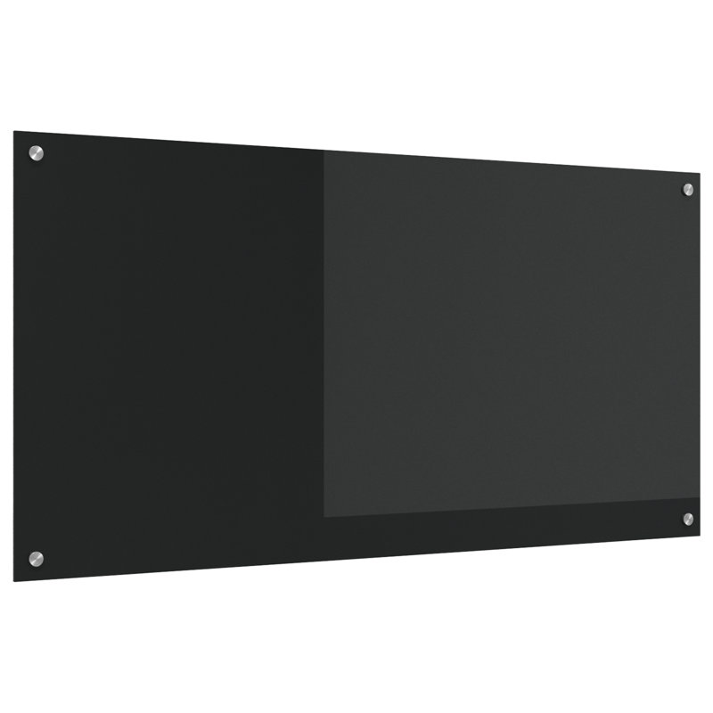 Kitchen Backsplash Tempered Glass, 60 x 110 cm, Black