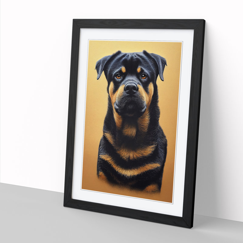 Rottweiler Vol.3 - Single Picture Frame Painting, 34cm H x 25cm W x 2cm D, Walnut