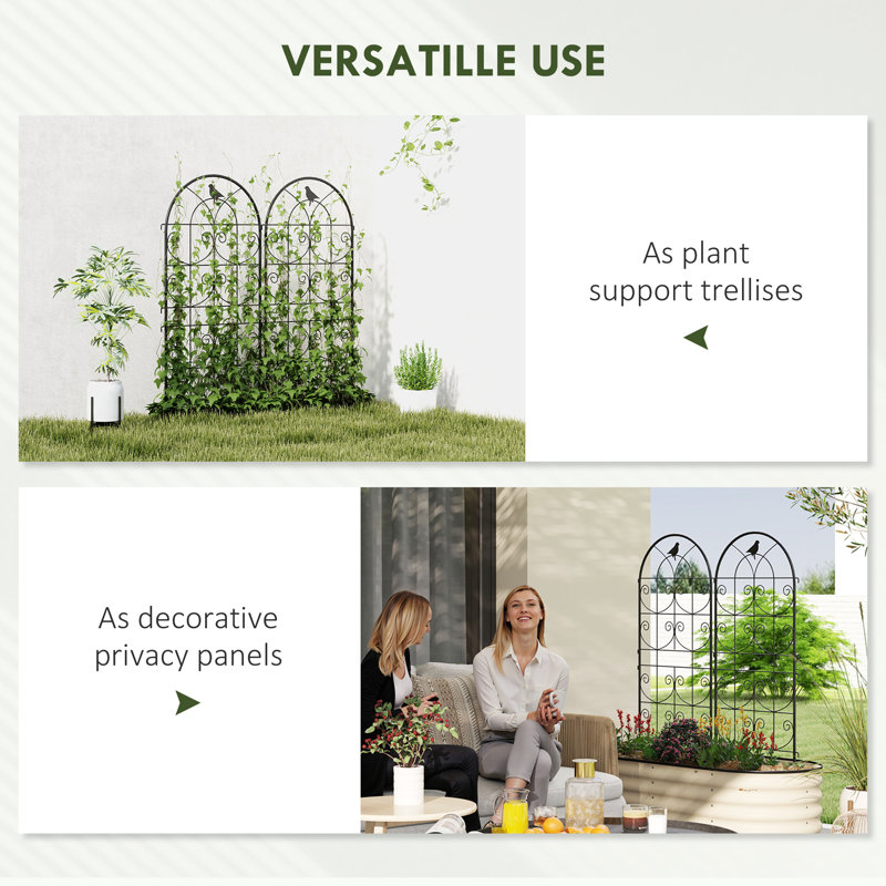 Ensemble de 2 treillis de jardin en métal, panneaux de treillis décoratifs, noir, H 47,2 po x l 19,7 po x P 19,7 po