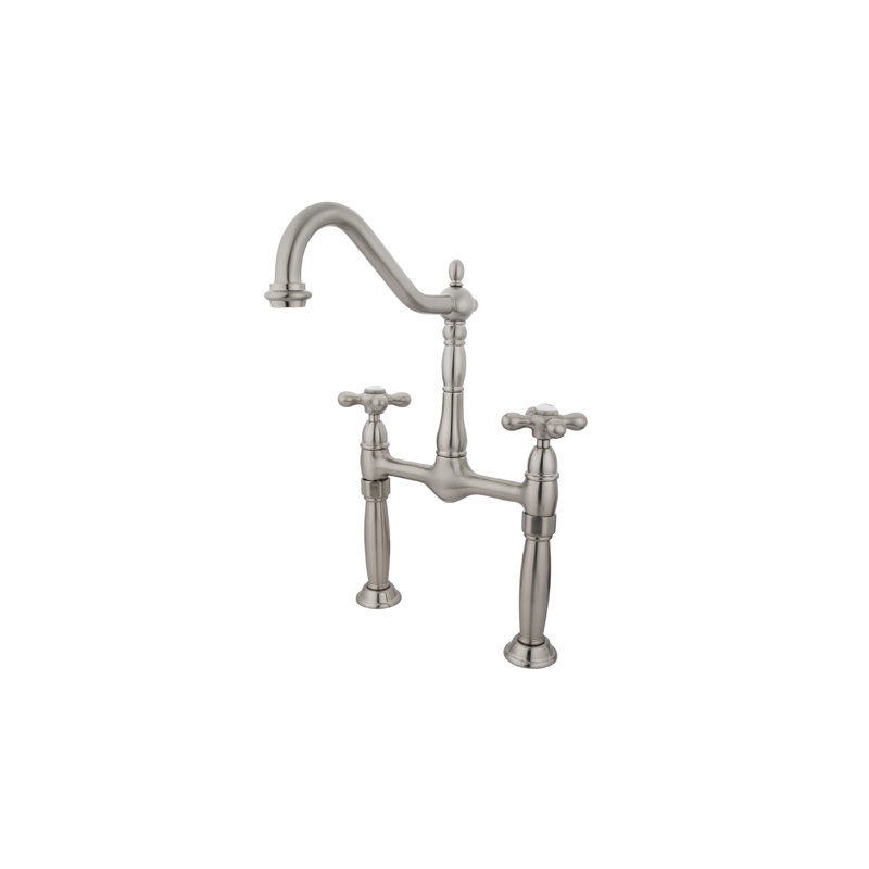 Victorian Vessel Sink Bathroom Faucet, Satin Nickel