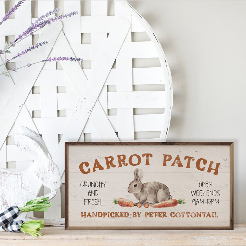 Carrots Patch Bunny Whitewash, H 20 po x l 40 po x P 1 po