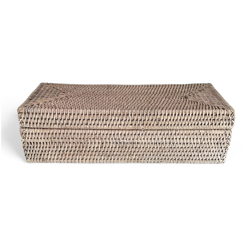 Rattan Decorative Basket, White Wash