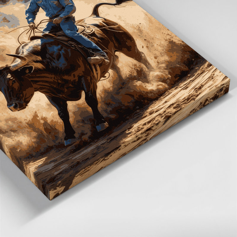 Art mural sur toile brun Sports Rodeo, H 12 po x l 12 po