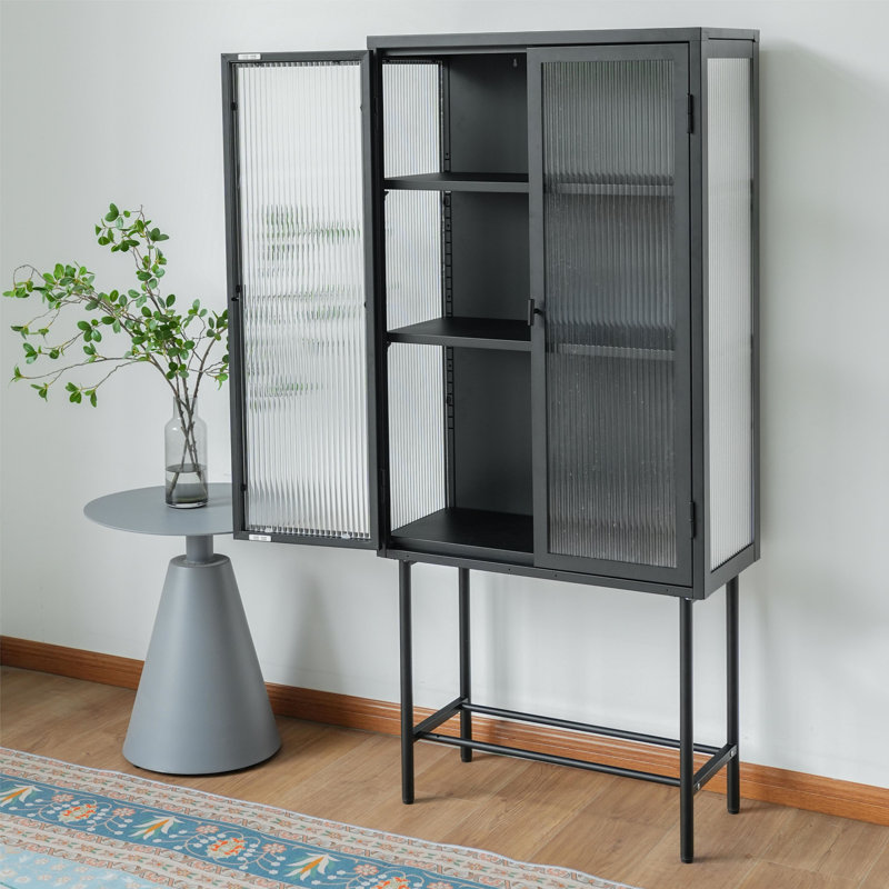 61''H Accent Cabinet With Removable Shelves, Black