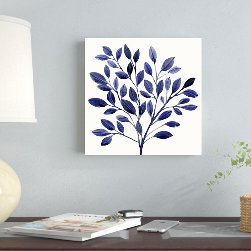 " Deep Blue Branch I " by Annie Warren Painting Print, 12" H x 12" W