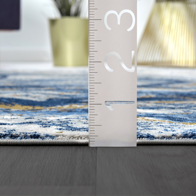 Blue and Gray Abstract 6' x 9' Area Rug
