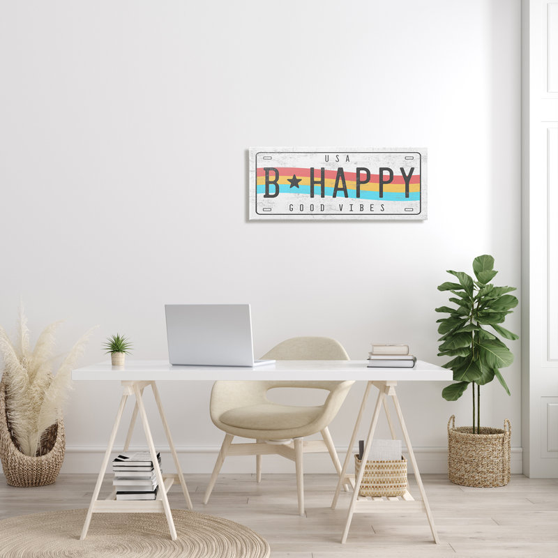 B «Happy Rainbow», plaque d’impression «Good Vibes Sentiment» surdimensionnée, art numérique sur estampe numérique par Daphne Polselli