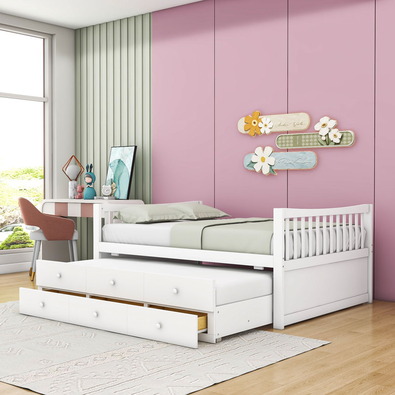  Daybed with Trundle and  Drawers, Full, White