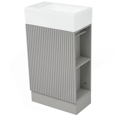 Bathroom Vanity with Sink, Bathroom Vanity Cabinet with Two-tier Reversible Shelf