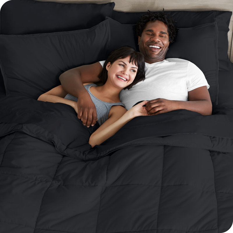 Microfiber Bed-In-A-Bag, Black/Black, Full XL Comforter + 6 Additional Pieces
