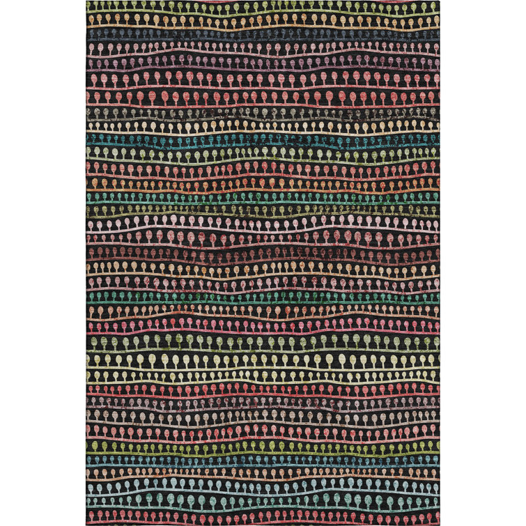Premium Machine Washable Prisco Black Rug
