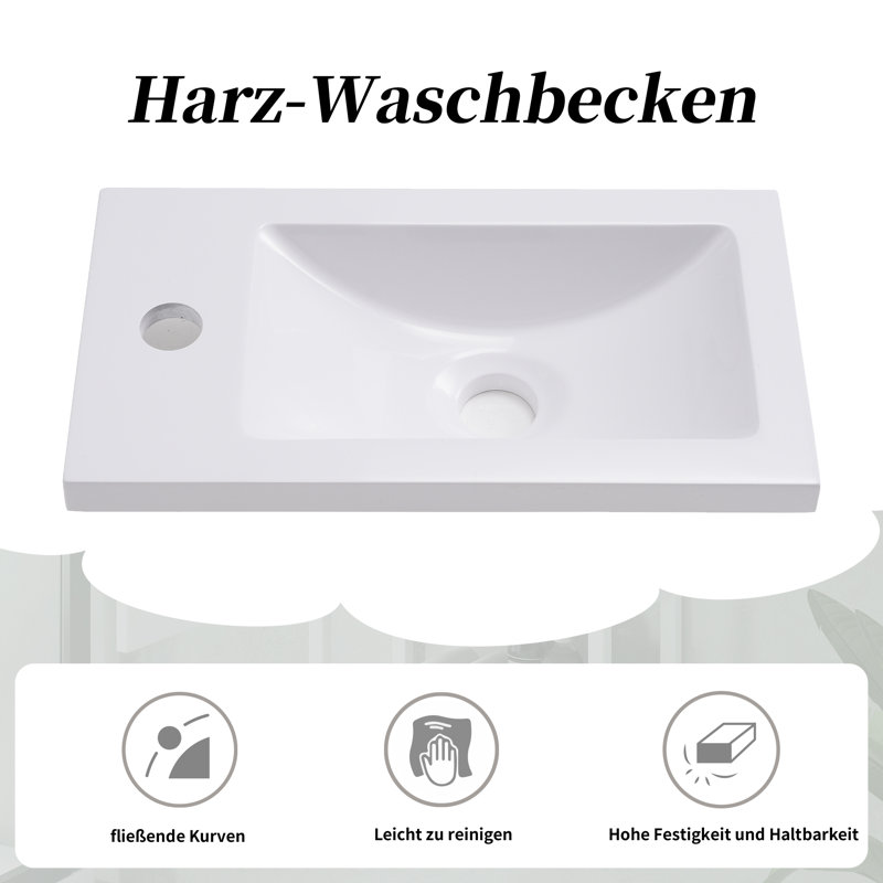 40mm Single Bathroom Vanity with Drop In Basin, White