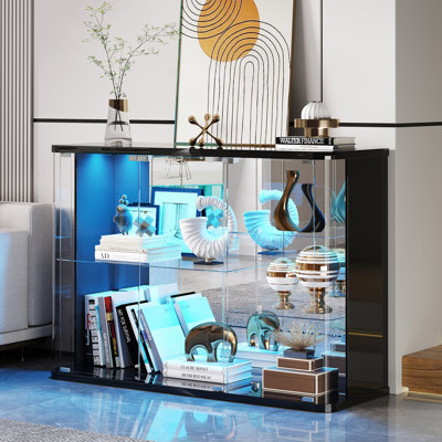 Vitrine avec portes en verre et lumière RVB