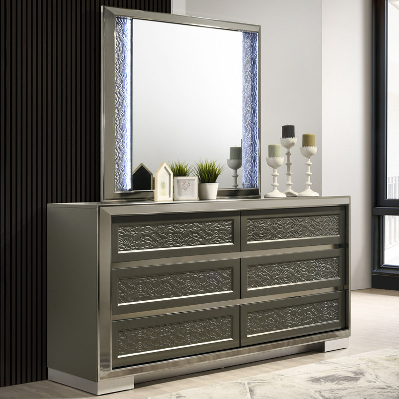 Commode 6 tiroirs avec miroir Rivington