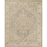 Oklahoma Hand Knotted Wool Vintage Look Area Rug in Beige