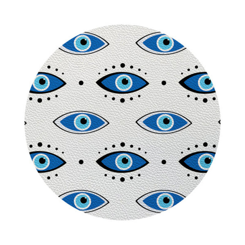 Eyes Vegan Leather Round Pebble Placemat