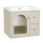 Ensemble de meuble-lavabo mural 24 po pour petit espace, armoire de salle de bain avec lavabo en céramique, 2 tiroirs et 1 porte à fermeture en douceur-115898405