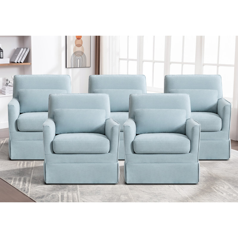 28.7" Wide Modern Soft Upholstered 360° Swivel Armchair With Lumbar Support Pillow, 5