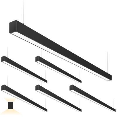 8FT Black 60W/80W/100W Selectable Integrated LED Linear Light 3000K-6500K Hanging Office Shop Light Fixture