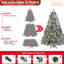Arbre de Noël 4 pi avec feuillage de pin et d'eucalyptus, 150 lumières DEL blanc chaud, 404 branches épaisses, feuilles givrées faciles à assembler, lumières, support en métal stable