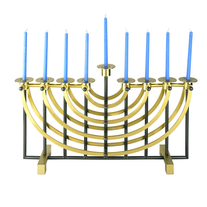 Suspension 10" Menorah, Gold/Black