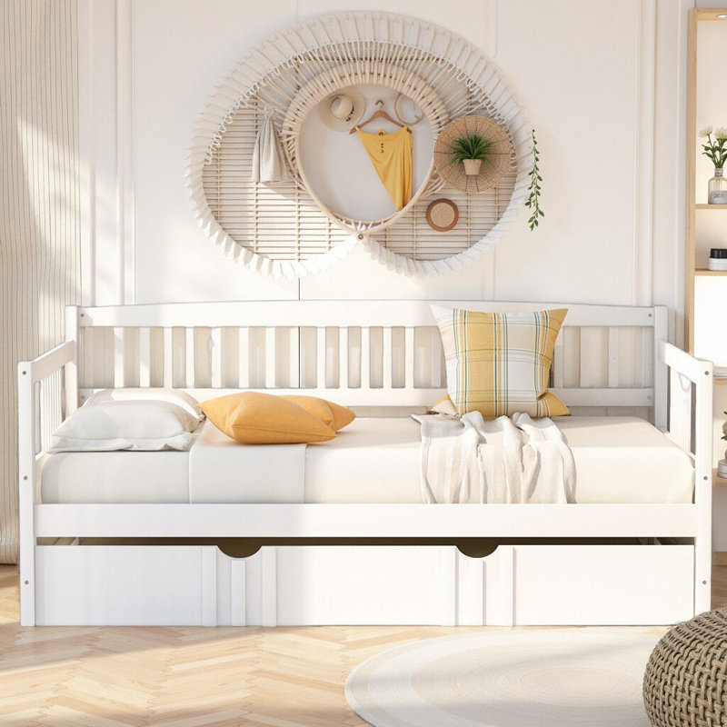 Lit de jour polyvalent classique avec lit gigogne simple - Space-Smart, Lit simple, Blanc