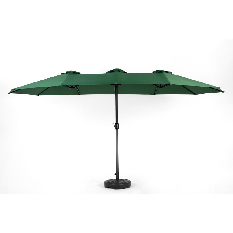 Parasol extérieur à double face de 14,8 pi avec manivelle, grand auvent rectangulaire pour plus d'ombrage et de durabilité