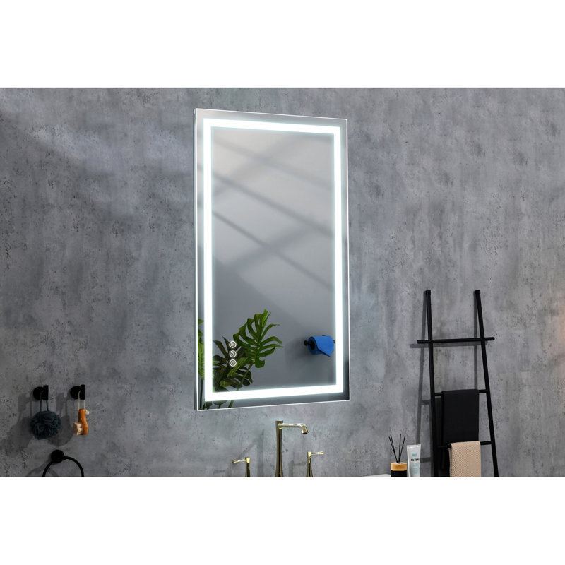 Miroir de salle de bain 40 po x 30 po, brouillard, à intensité variable avec 3 couleurs, mémoire, facilite la conduite des soins de la peau et des méthodes de maquillage