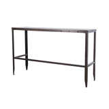 Ayka Sofa Bar Table w Nailhead Accent, 60 Inch Rectangular Brown Wood