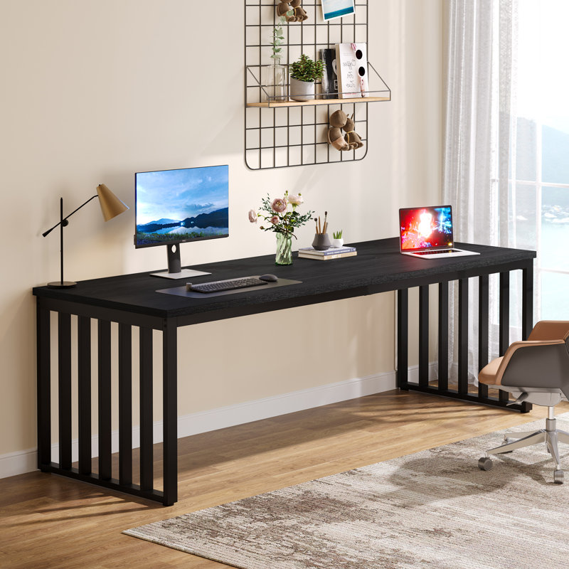 Lapo Metal Base Computer Desk, Black/Black