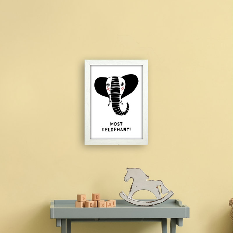 Elephant by Miniofmine - Print, 34cm H x 25cm W x 3cm D, Brown Framed